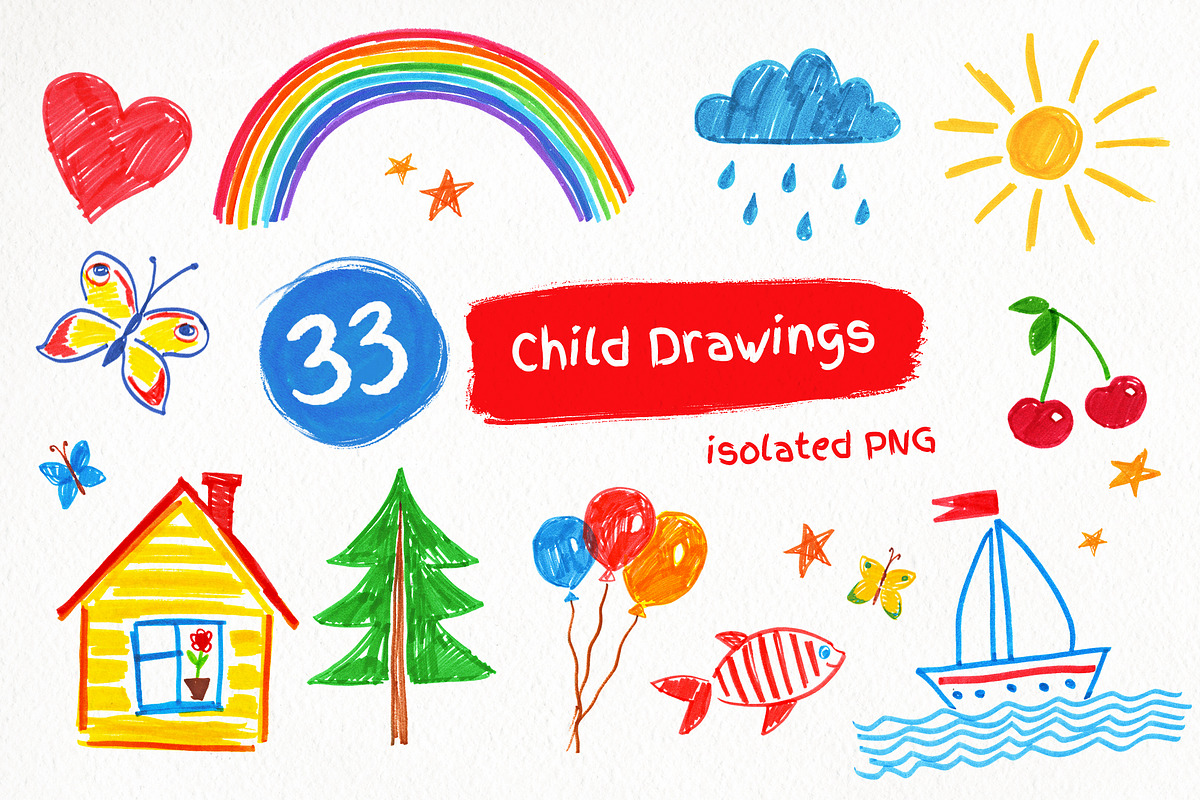 Child Drawings collection, an Object Graphic by Sonya Illustrations (Photo 1 of 6)