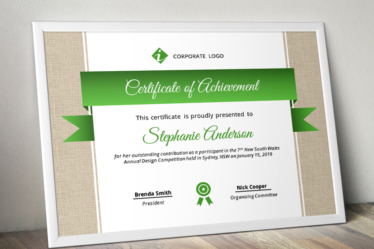 Burlap certificate template (pptx), a Stationery Template by Inkpower (Photo 3 of 6)
