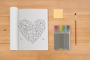 Love. Coloring Book. 37 Hearts