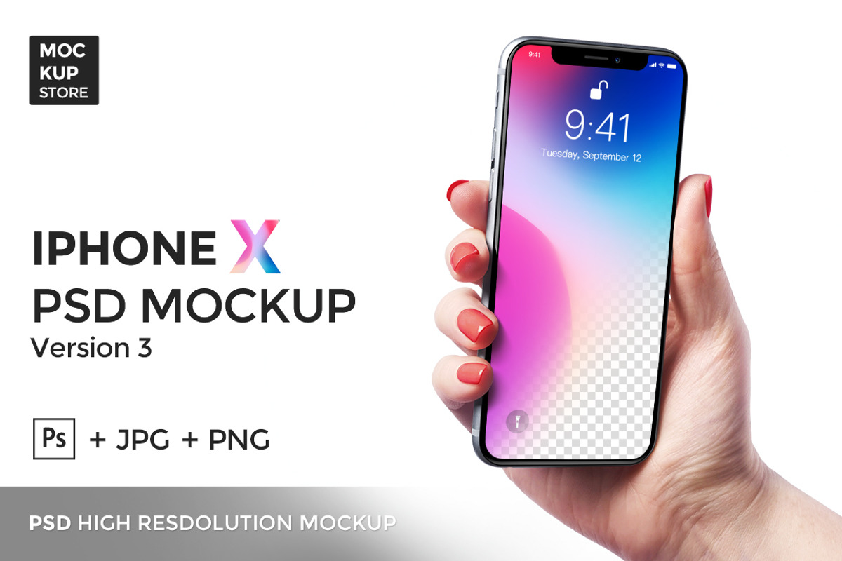 iPhone X Mockup version 3, an iPhone Mockup by Mockup Store (Photo 1 of 3)