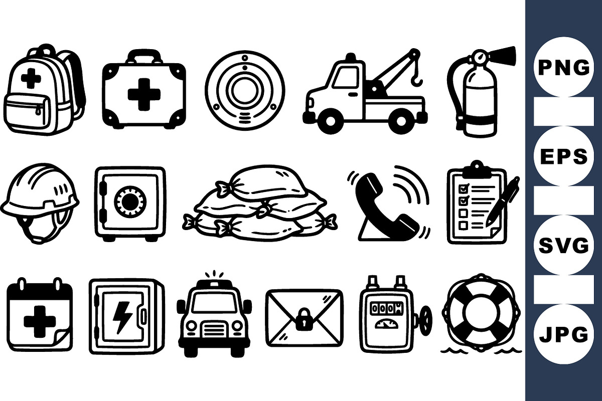 Emergency Safety Icon Set, an Illustration by designvectx (Photo 1 of 3)