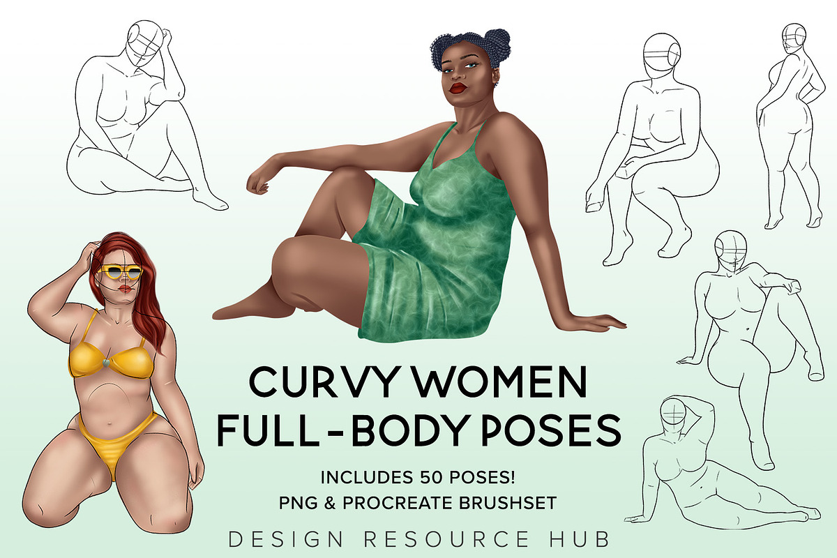 Procreate Drawing Guide: Curvy Girls, a Shape Add-On by Design Resource Hub (Photo 1 of 10)