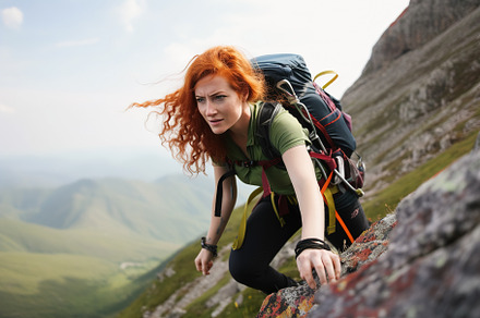Portrait of a red-haired woman climb, a Sports & Recreation Photo by Onedaystory