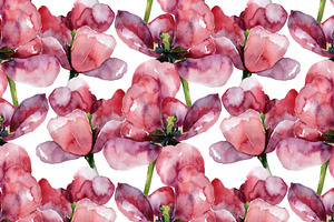 Floral Watercolor Seamless Patterns