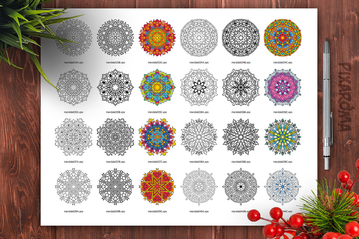 Mandala Vector Ornaments Bundle, a Decorative Illustration by pixaroma (Photo 32 of 43)