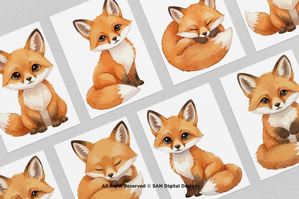 15 Bundle Watercolor Baby Fox Wild, an Animal Illustration by Morspective (Photo 3 of 8)