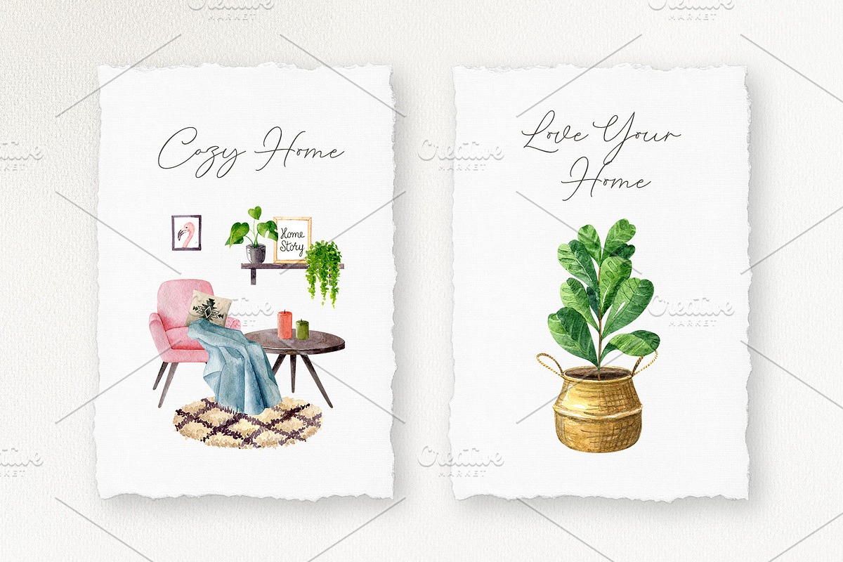 Watercolor boho interior, an Illustration by Natalia Fedorova (Photo 8 of 8)