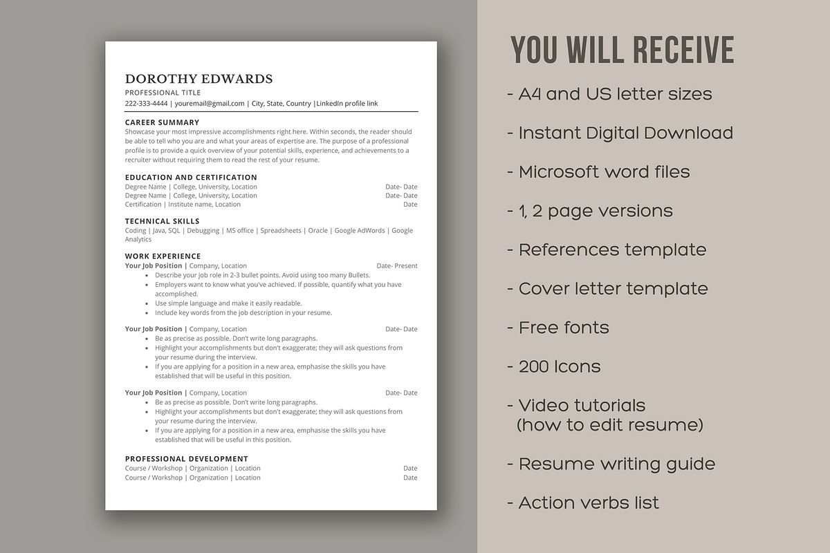 ATS Resume Template | CV Template, a Resume Template by aivos (Photo 5 of 6)