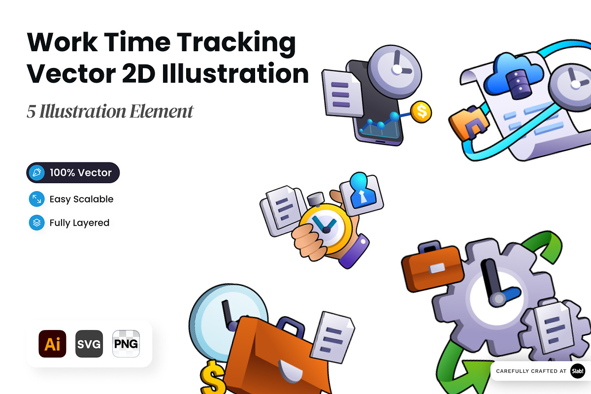 Work Time Tracking Illustration, an Object Illustration by SLAB! Design (Photo 1 of 2)