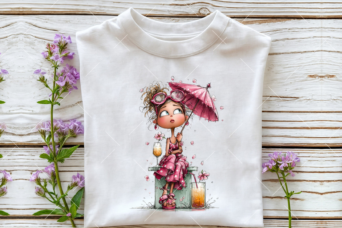 Whimsical Summer Beach Girl Clipart, an Illustration by OK Design (Photo 5 of 6)