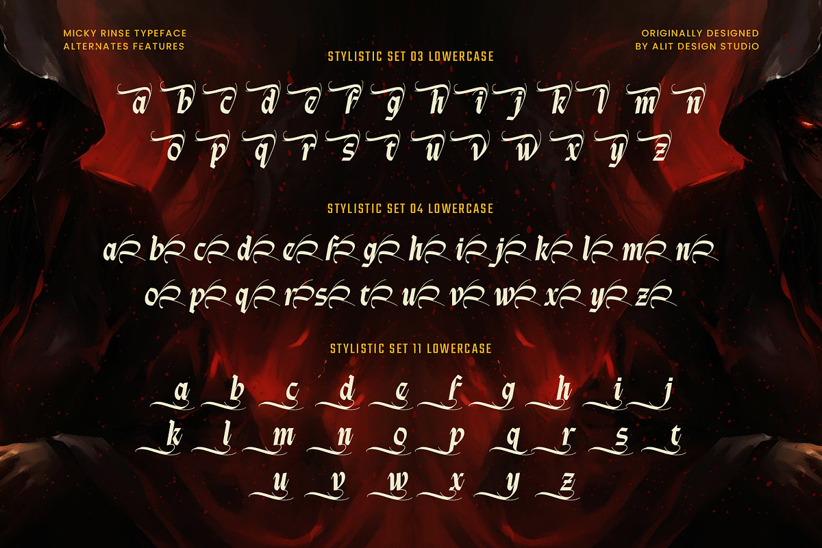Micky Rinse Typeface, a Blackletter Font by alit design (Photo 11 of 20)