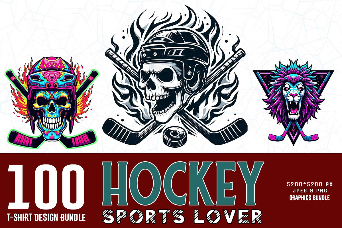 100 Retro Vintage Hockey Skull PNG, an Illustration by Sofia's Fashion (Photo 1 of 11)