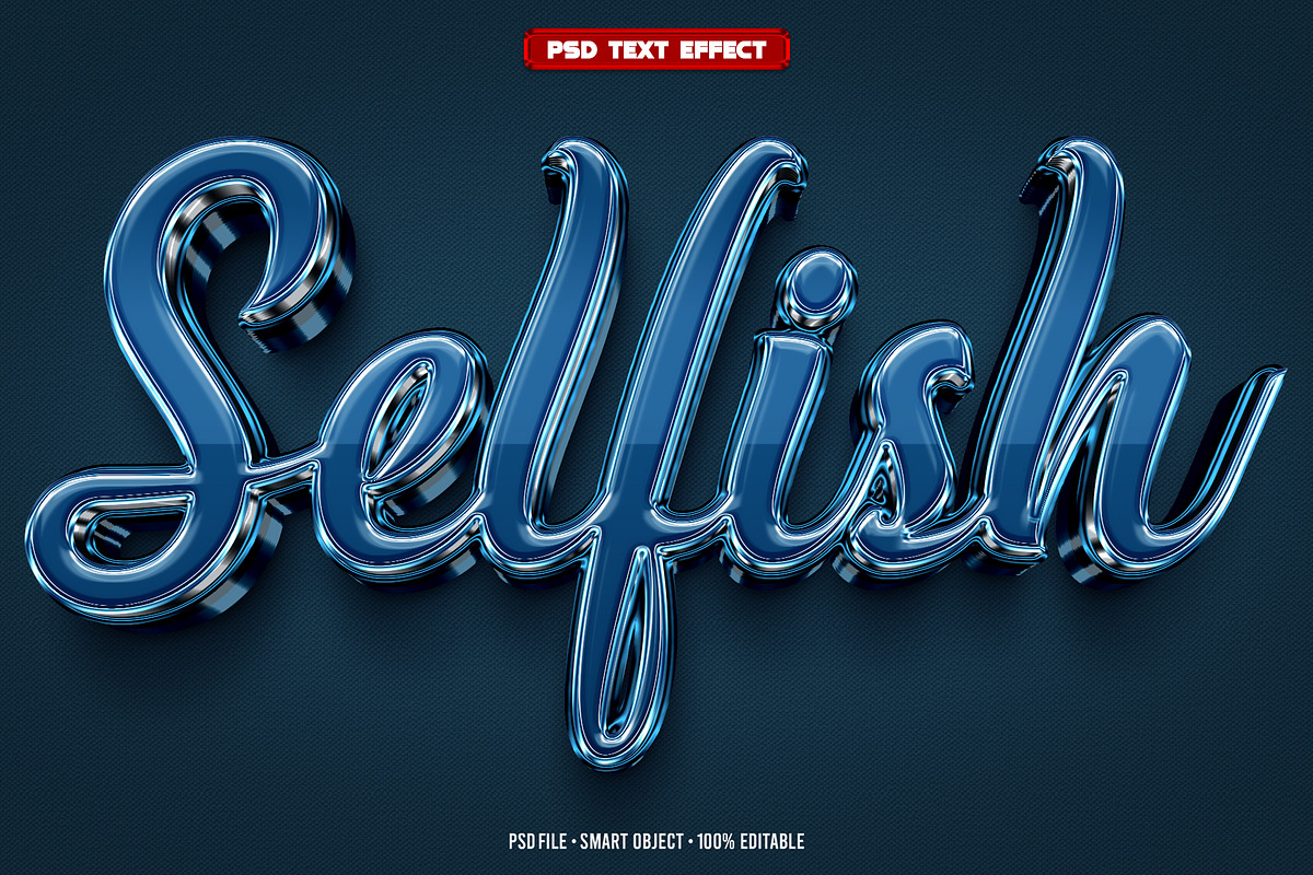 Selfish 3D editable text effect, a Layer Style Add-On by Hello Muh