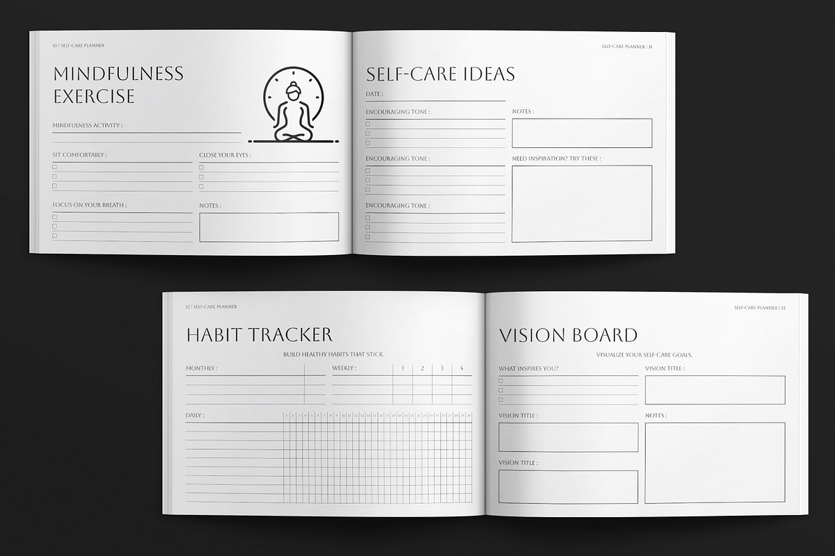 Self-Care Planner Template Landscape, a Brochure Template by E-Type (Photo 5 of 7)