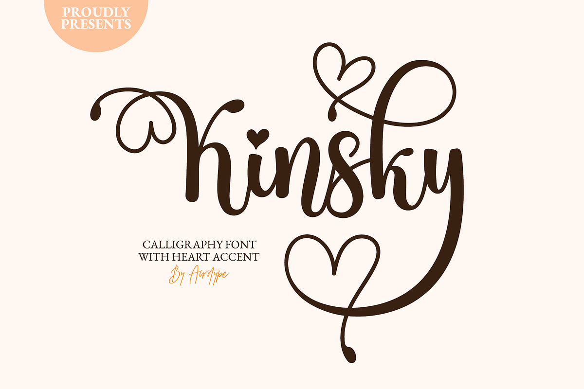 Kinsky - Calligraphy Font with Heart, a Script Font by Airotype (Photo 1 of 12)