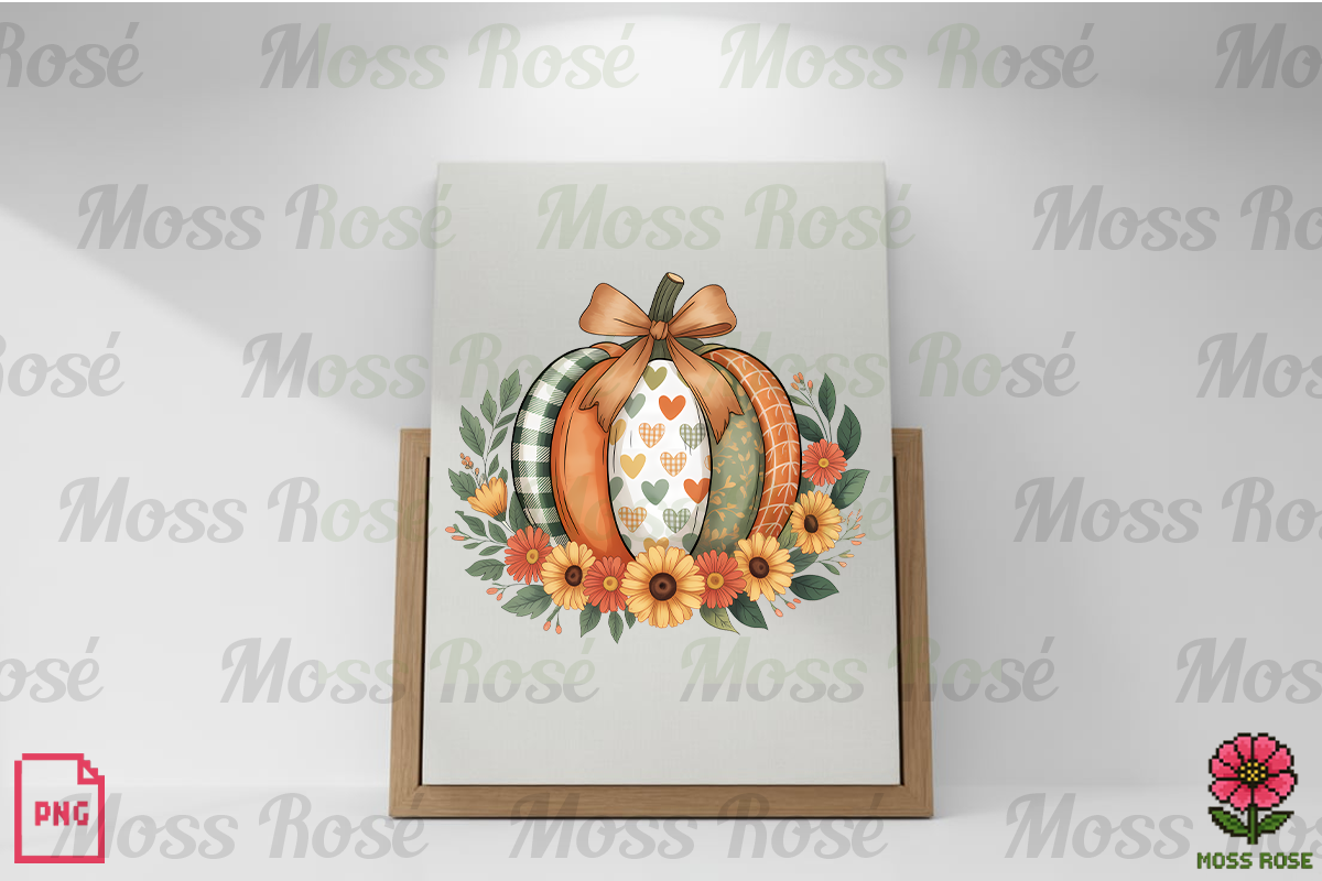 Patchwork Pumpkin with Florals, a Graphic by Moss Rose (Photo 2 of 3)
