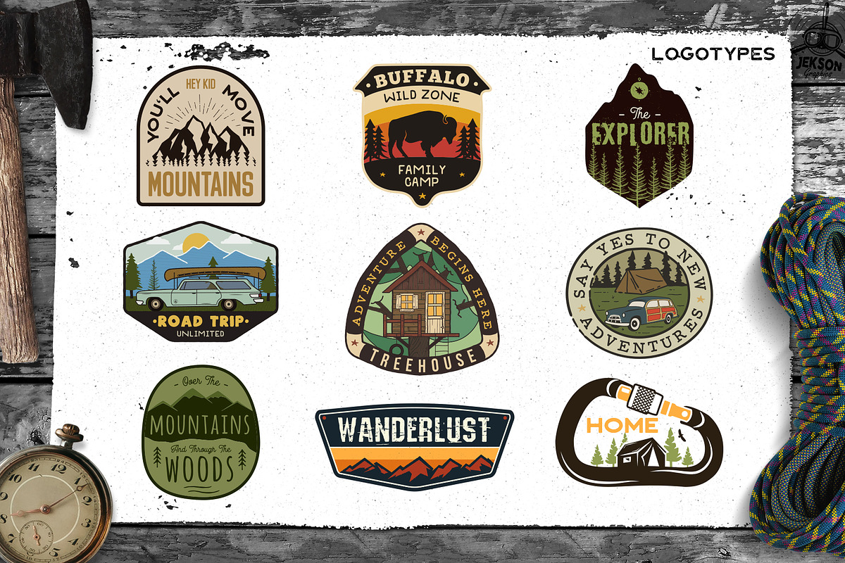 Retro Camp Road Trip Badge Kit, a Branding & Logo Template by JeksonGraphics (Photo 3 of 10)