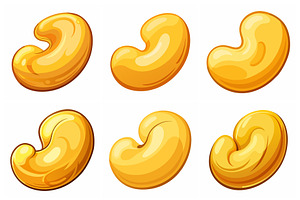 Six cartoon cashew nuts, an Object Graphic by Billah Hub