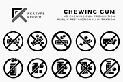 No Chewing Gum Prohibition Symbol, a Solid Icon by Akatype Studio (Thumbnail 1 of 3)