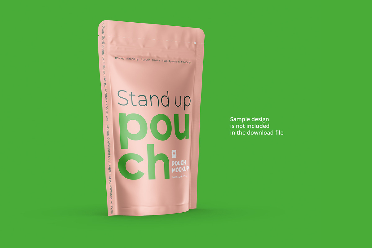 Stand Up Pouch Mockup Half Side view, a Cups & Container Mockup by easymock (Photo 12 of 12)