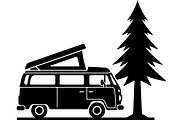 Camper Van and Pine Tree Silhouette, a Transportation Illustration by abu67222 (Thumbnail 6 of 13)