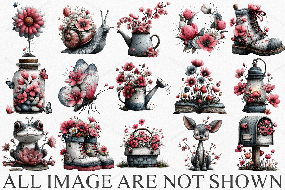 Whimsical Spring Clipart Bundle, a Seasonal Illustration by Canvas Craft (Photo 3 of 7)