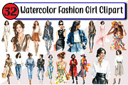 Watercolor Fashion Girl Clipart, an Illustration by Design Market (Thumbnail 1 of 3)