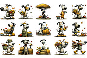 Whimsical Dog Clipart Bundle, a Seasonal Illustration by OK Design (Thumbnail 3 of 6)