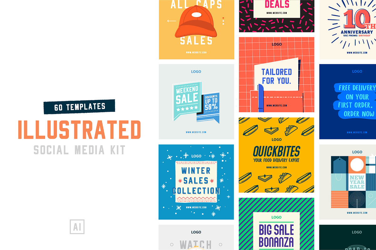 Illustrated Social Media Kit #2, a Social Media Template by Wilsonkjc (Photo 1 of 5)
