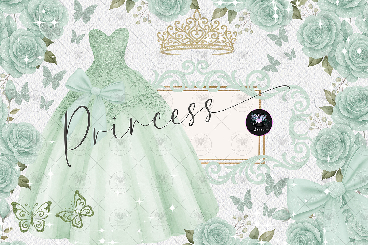 Princess Quinceañera Green Clipart, an Illustration by BigCakeBee (Photo 1 of 3)