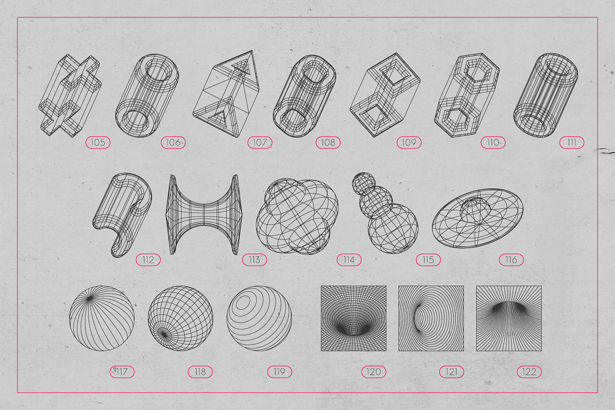 3D Wireframe Shapes | set 3, an Object Graphic by MaximGertsen (Photo 3 of 7)