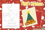 Piggy Christmas Coloring Pages, an Education Illustration by Cozy Cat Design (Thumbnail 4 of 7)