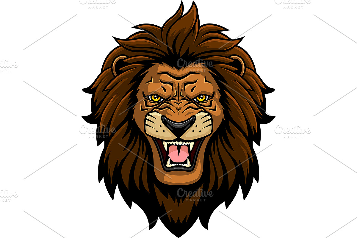 Roaring Lion Head Mascot Logo Style, an Illustration by HitToon