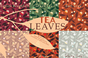 Tea Leaves Seamless Pattern