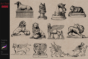 Mythology Statue Stamps Ancient Gods