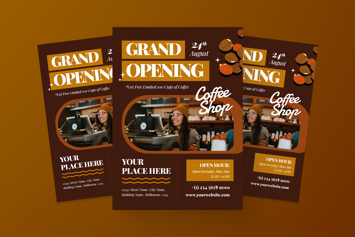 Grand Opening Coffee Shop Flyer, a Flyer Template by MMPixelCraft (Photo 5 of 6)