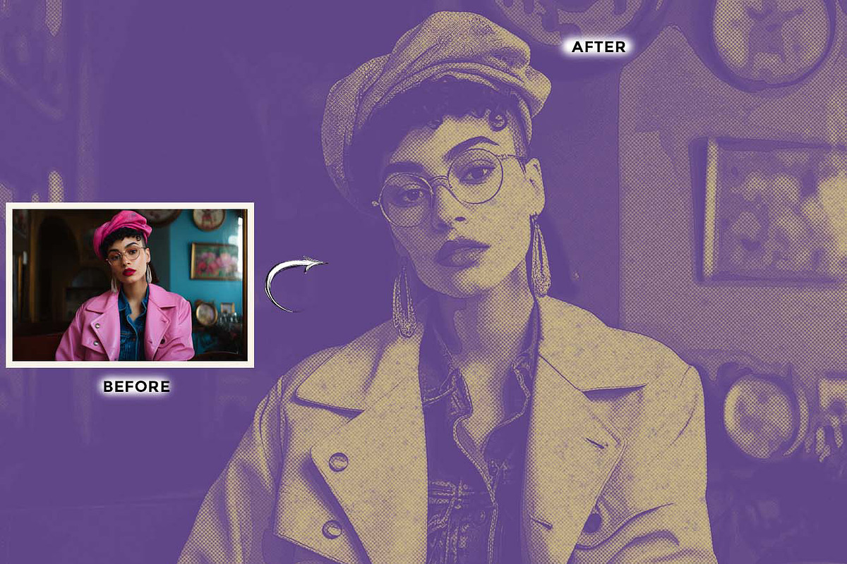 RISOGRAPH POSTER FX Photoshop Action, an Action Add-On by Studio Retouch (Photo 2 of 13)