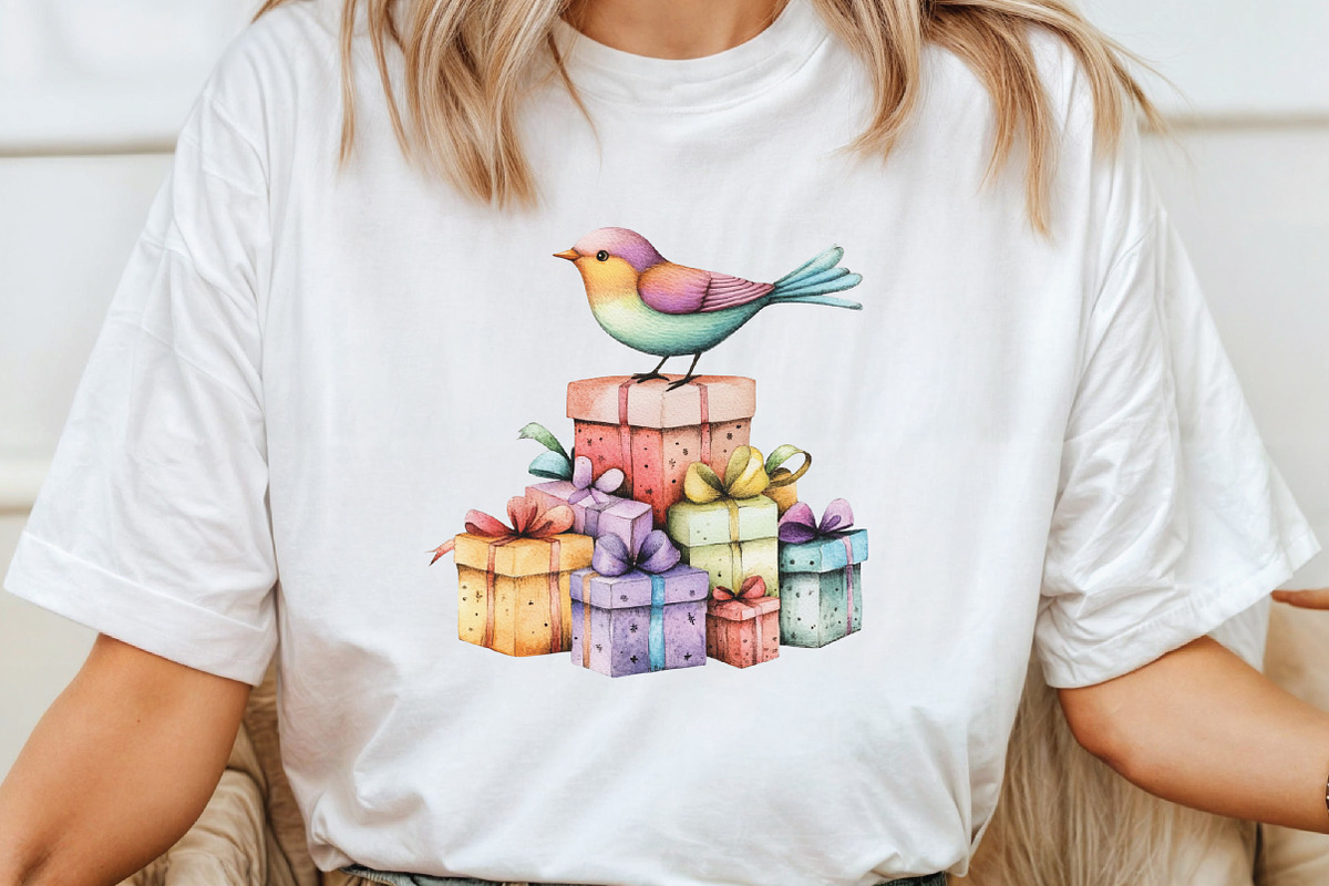 Watercolor Funny Christmas Bird Clip, an Illustration by CraftArtStudio (Photo 4 of 6)