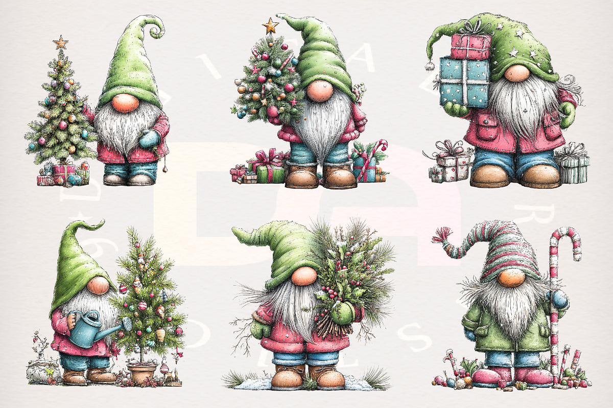 Whimsical Christmas Gnomes Clipart, a Transportation Illustration by Digital Artistic99 (Photo 2 of 7)