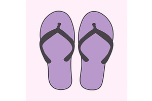 Purple flip flops illustration with, an Object Illustration by okskukuruza