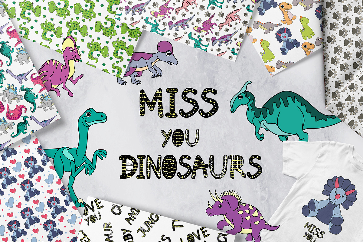 Kids Patterns & Alphabets - Dino, a Pattern Graphic by Pixavics (Photo 1 of 7)