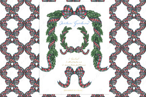 Christmas Tartan Clipart Wreath