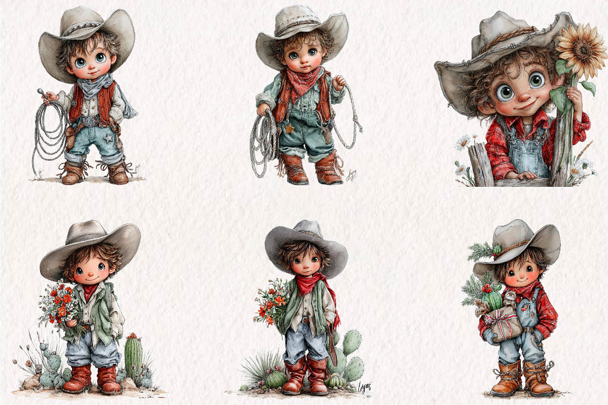western-boy-clipart-bundle, a Seasonal Illustration by CreationArt (Photo 3 of 7)