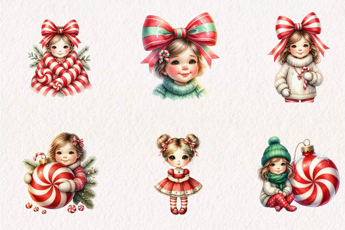 Peppermint Christmas Girl & Butter., a Seasonal Illustration by CreationArt (Photo 4 of 7)