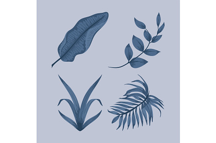 elegant leaves four icons, an Illustration by studiogstock