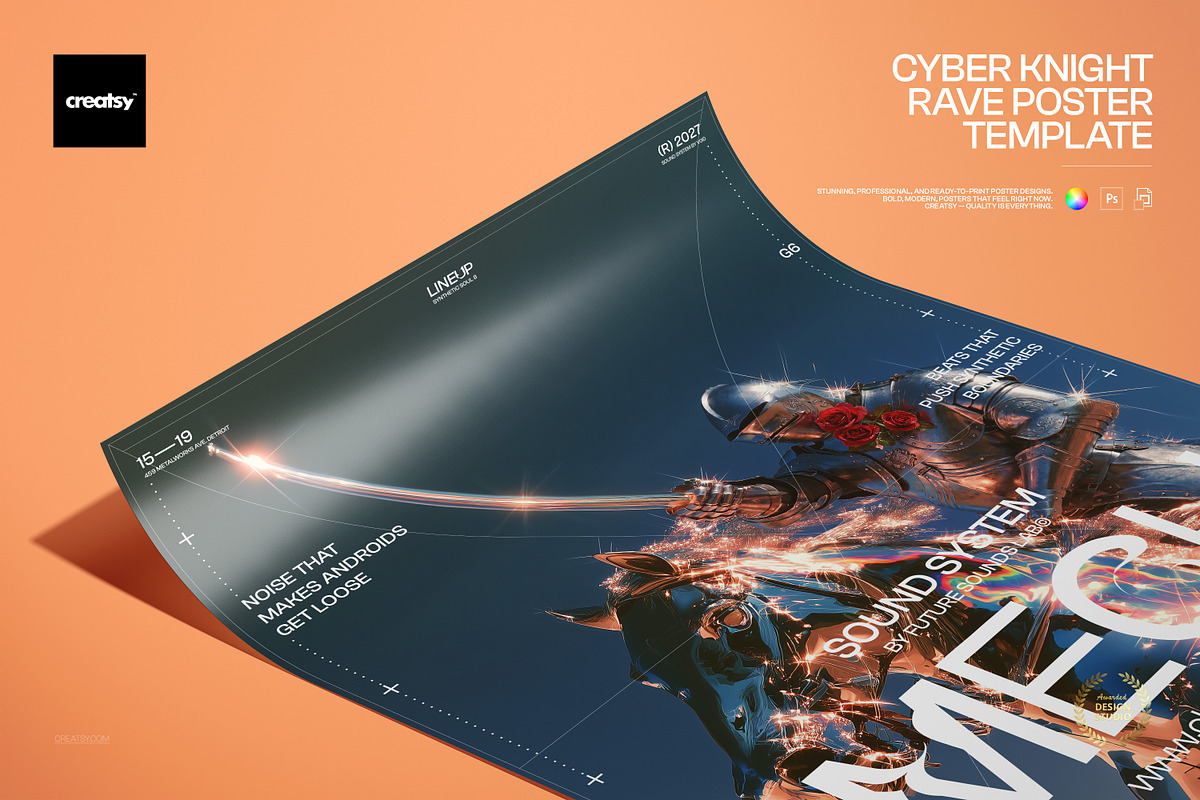 Cyber Knight Rave Poster Template, a Poster Template by creatsy5 (Photo 1 of 4)