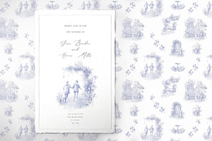 Toile De Jouy Seamless Pattern