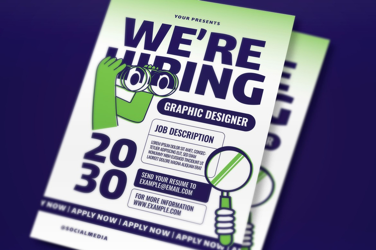 Green Hiring Designer Flyer Set, a Flyer Template by graphicook (Photo 2 of 3)