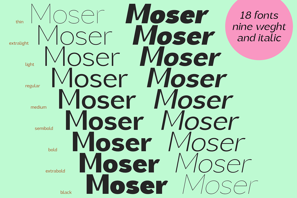 Moser | Font Family, a Sans Serif Font by Almond Type (Photo 3 of 11)