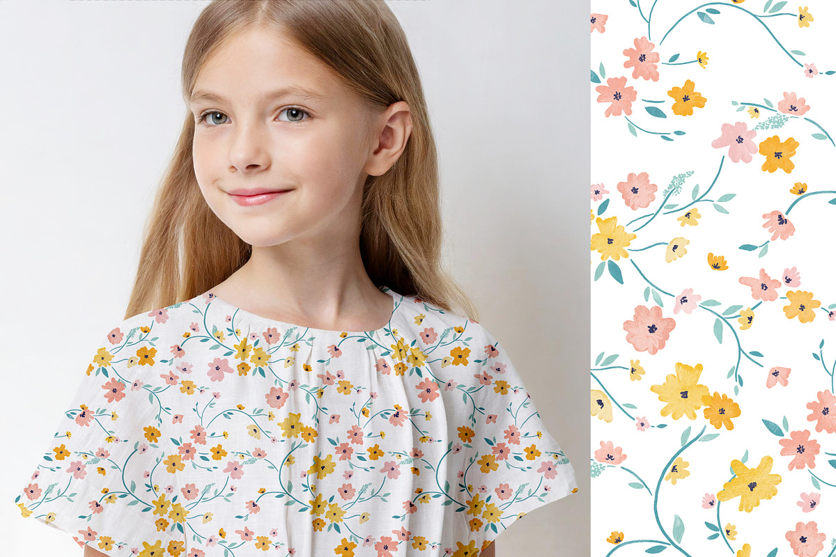 Kids summer ditsy flowers pattern., a Pattern Graphic by DigitalArsiart (Photo 2 of 6)